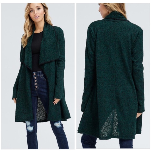 Green Open Front Cardigan - Picture 2 of 3